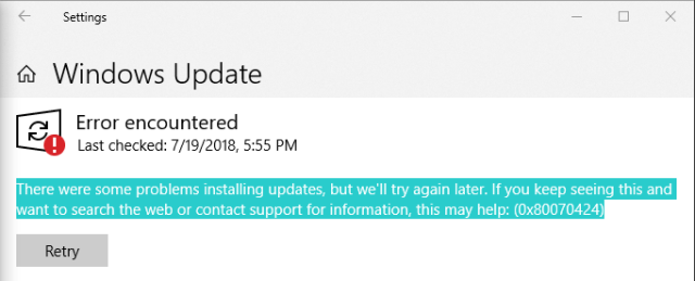 0x80070424 update error