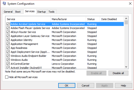 Démarrage propre de Windows 10