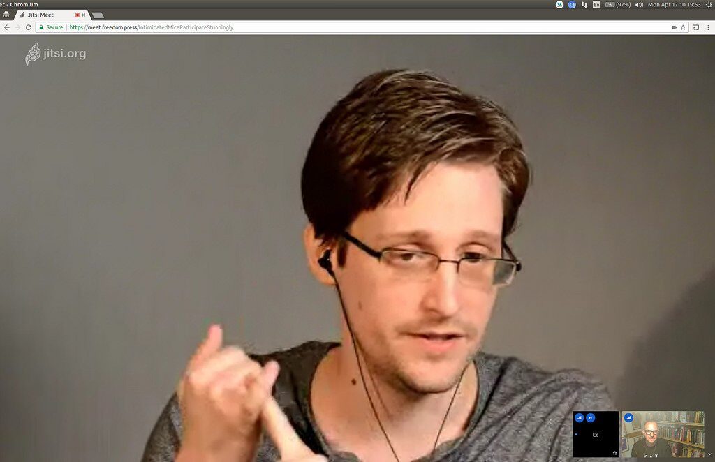 Videoconferencia de Edward Snowden Jitsi Meet