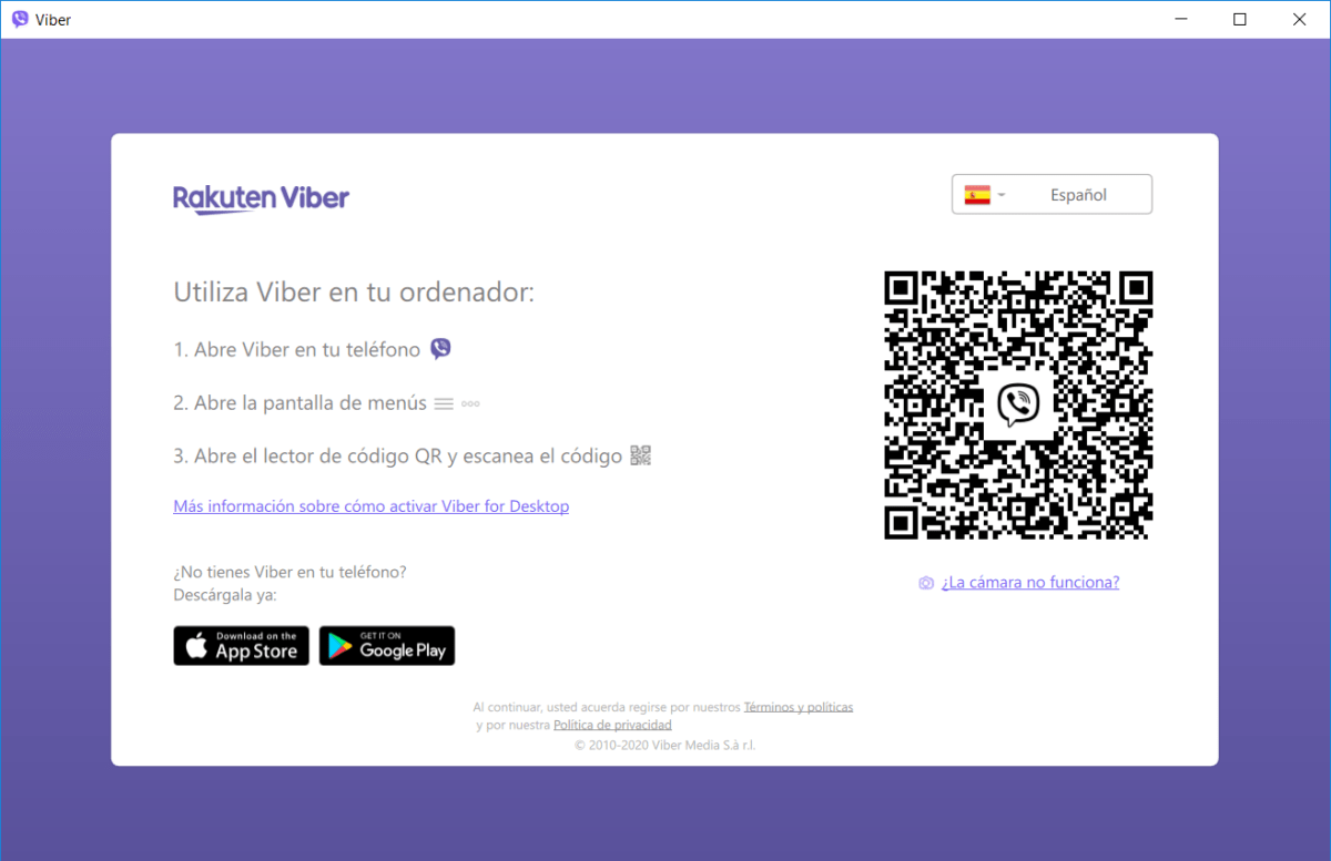 Código QR de Viber para Windows