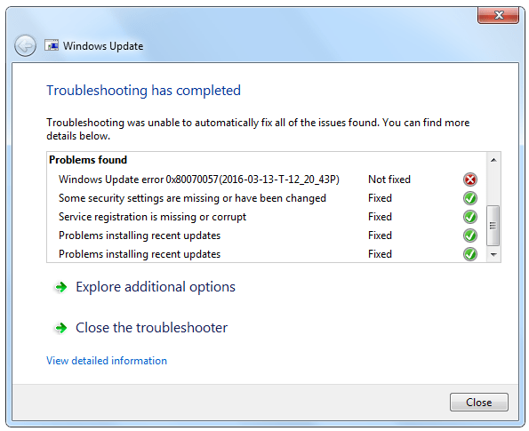 Error de actualización de Windows-0x80070057-1
