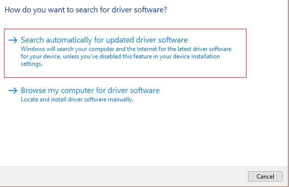 pesquisar automaticamente por software de driver atualizado
