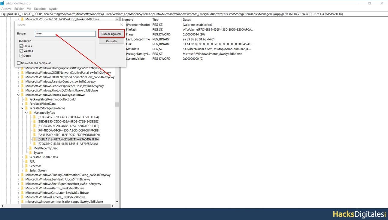 Remover registros de minerador e Coinhive do registro de dados do Windows Regedit